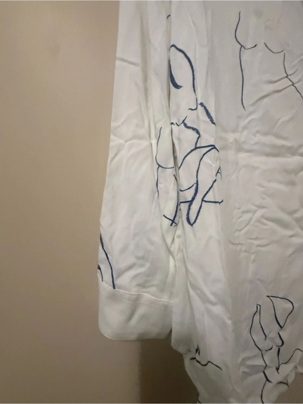 NWT PALOMA WOOL WOMENS LEANDRA BUTTON-UP BLOUSE, SIZE OS (MEDIUM), WHITE/BLUE - Picture 11 of 14